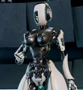 1_eye 1girls 3d breasts breasts_out female glados glados_(humanoid) glados_(thiccythings) humanoid looking_at_viewer metallic_body one_eye_obstructed pointing portal_(series) robot robot_girl robot_humanoid thiccythings yellow_eyes
