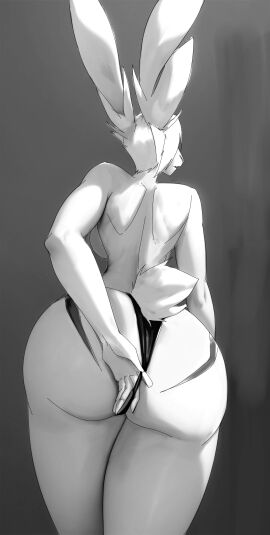 absurd_res anthro ass big_ass big_butt breasts clothed clothing eni_siverets_(last_fables) female hare hi_res lagomorph last_fables leporid mammal panties rear_view scut_tail short_tail side_boob solo tail thewyvernsweaver thick_thighs underwear underwear_only wedgie