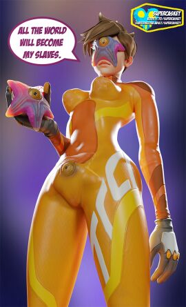 3d bodysuit corruption covered_eyes dc dc_comics female female_focus lips mind_control orange_bodysuit overwatch overwatch_2 overwatch_league png starro supercasket tracer tracer_(overwatch_2_suit)