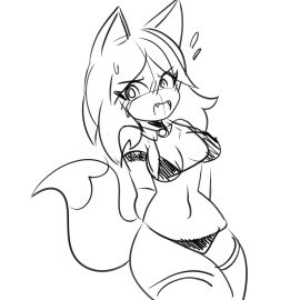 1girls animal_ears bikini cathie_(rivergravidade) doodle embarrassed female female_focus female_only mostly_nude mostly_nude_female nervous rivergravidade sketch solo solo_female solo_focus tagme tail thigh_highs thighhighs