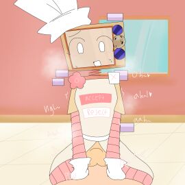 1boy 1boy1girl 1girls badware_(die_of_death) chef_hat cookie cookieware_(die_of_death) cowgirl_position die_of_death_(roblox) female male mittens moaning moaning_in_pleasure motion_lines oven oven_head penis pussy roblox roblox_game robot robot_girl robot_humanoid screen_face sex vaginal_penetration vaginal_sex