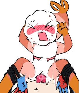 2d 2d_(artwork) 2d_artwork artist_request blush consensual dandy's_world female goob_(dandy's_world) lifted_legs pussy roblox roblox_game rough_sex shrimpo_(dandy's_world) sweat transformation