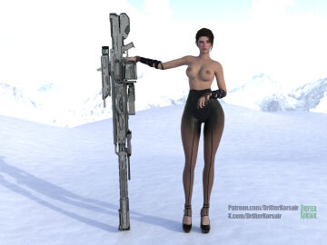 3d breasts breasts_out female goth gun hailey_(the_first_descendant) looking_at_viewer nipples the_first_descendant