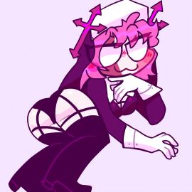 1girls :3 ai_upscaled artist_request ass blush boots breasts dokki.doodlez female friday_night_funkin friday_night_funkin_mod full_body gloves habit looking_at_viewer mid_fight_masses nun pink_hair sarvente_(dokki.doodlez) sarvente_(friday_night_funkin) simple_background smile smug solo source_request thighhighs unknown_artist upscaled white_gloves