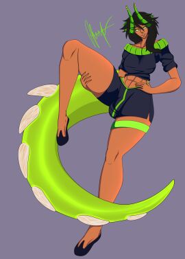 1futa abs brown_hair bulge bulge_through_clothing character_sheet clothed clothing dark-skinned_futa dark_skin dragon_girl dragon_horns emerald_(xxspiegel) female fully_clothed futa_only futanari green_eyes green_horn green_nails horns hybrid intersex long_hair muscular muscular_futa nail_polish oc original original_character sleeves_rolled_up sweater tail tall_female thick_tail thick_thighs thighhighs white_background xxspiegel