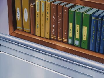 00s 1girls 2001 animated bible_black bible_black_night_of_the_walpulgiss blonde_hair book book_stack bookshelf breasts bruise bruise_on_face female high_ponytail large_breasts long_hair purple_eyes saeki_kaori skirt slap_mark_on_face sleeveless tagme