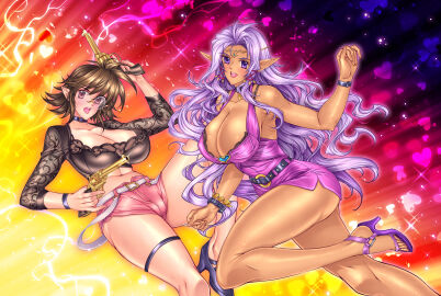 breasts cheerleader_(disgaea) cleavage disgaea disgaea_3 female guns gunslinger_(disgaea) john_r large_breasts nippon_ichi_software thick_thighs thighs