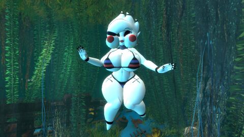 3d asphyxiation big_breasts bikini breasts drowning female five_nights_at_freddy's fredina's_nightclub huge_breasts imminent_death large_breasts lipstick marie_(cally3d) marionette_(fnaf) puppet_(cally3d) puppet_(fnaf) solo underwater wide_hips