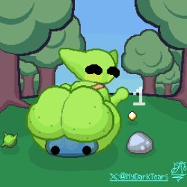 1boy animated anthro anus ass balls big_anus big_ass big_balls big_butt big_dom_small_sub big_ears black_eyes damage_numbers diamondtears digital_media_(artwork) dominant duo freckles genitals goblin goo_creature green_body hi_res huge_ass huge_butt humanoid male peglin_(character) peglin_(video_game) penis pixel_(artwork) pixel_animation puffy_anus size_difference slamming sphere tagme twerking