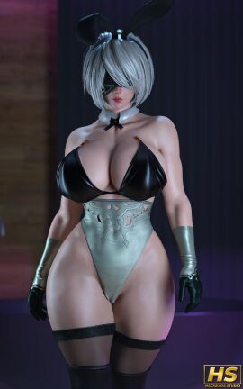 1girls 3d abs armpits armwear ass athletic athletic_female beauty_mark blindfold breasts busty child_bearing_hips cleavage clothing curvaceous curves curvy curvy_body curvy_female digital_media_(artwork) eye_patch female female_focus female_only fishnet_stockings fishnets fit fit_female hagiwara_studio hands_behind_head huge_ass huge_breasts legwear light-skinned_female light_skin looking_at_viewer nier nier:_automata pose posing posing_for_the_viewer seductive seductive_pose short_hair solo solo_female stretching thick thick_ass thick_thighs thighhighs titties video_game video_game_character video_game_franchise video_games voluptuous white_hair wide_hips yorha_2b