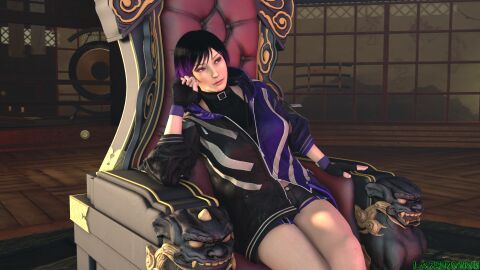 1080p 3d annoyed female female_focus female_only high_resolution highres jacket lazer81095 legs namco reina_mishima seated sitting sitting_on_chair sitting_on_throne source_filmmaker tagme tekken tekken_8 thick_thighs thighs throne tomboy two-tone_hair
