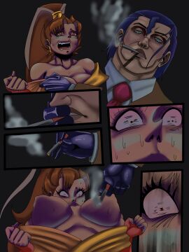 1boy 1girls asian_female big_breasts breasts cigarette cigarette_in_mouth cigarette_smoke comic_page female long_hair mai_phauh mai_phauh_(character) male orange russian russian_male sergei_dragunov tekken tekken_6_bloodline_rebellion tekken_7 tekken_8 tekken_tag_tournament_2 villain