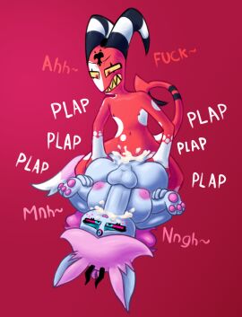 1boy 1futa 3_eyes anthro ass autofellatio autopaizufella autopaizuri balls big_ass big_penis blitzo_(helluva_boss) blue_body blue_eyes breasts cat_ears cat_girl catgirl cum cum_in_ass cum_in_own_mouth cum_inside cumming cumming_from_anal_sex cumming_in_ass cumming_in_mouth cumming_inside cumming_together demon demon_boy demon_futa demon_girl demon_horns demon_tail emberlynn_pinkle emberlynn_pinkle_(demon_form) fellatio female furry futa_only futanari helluva_boss intersex male male_on_futa meowny multi_eye naked naked_female neko oral oral_sex penis pink_eyes pink_hair sex shortstack thick_thighs