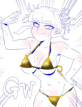 1girls 404error bikini female female_focus female_only gold_bikini golden_bikini golden_week himiko_toga looking_at_viewer my_hero_academia toga_himiko