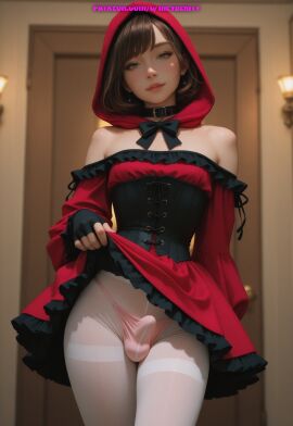 1boy ai_generated balls bulge dress femboy meybekity otoko_no_ko panties penis trap yaoi