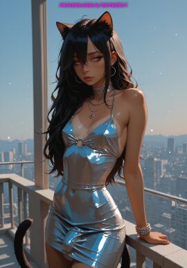 1boy ai_generated balls bulge cat_ears cat_tail catboy dress femboy meybekity otoko_no_ko penis trap yaoi