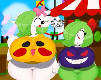 2girls 3barts female gardevoir kirlia nintendo pokemon tagme voluptuous