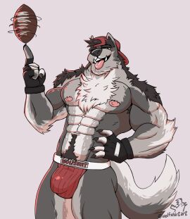 abs anthro biceps big_bulge bulge canid canine canis fenrir_(wolfshirtart) flaccid fur furry halloween holidays jockstrap male male_only muscular muscular_anthro muscular_male pecs penis solo solo_male twitter_user_oc underwear werecanid werecanine werewolf wolf wolfshirtart