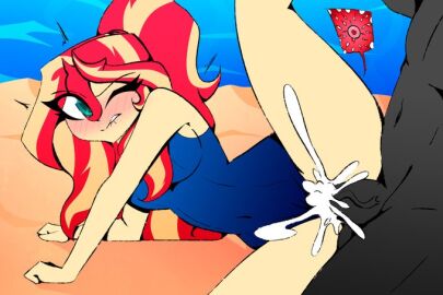 anon anonymous_male anthro_male beach blush blushing creampie cum cum_in_pussy cum_inside cum_overflow equestria_girls female human human_male impregnation interspecies male my_little_pony partial_male pussy sex sunset_shimmer swimsuit xan-gelx xan-gelx_(xan) xan13