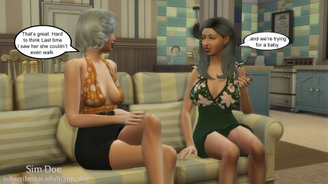 2futas 2girls 3d breasts caption chatting english english_text female futa_on_futa futa_only futanari gilf grandma grandmother granny grey_hair intersex older_female original_characters petite petite_body petite_breasts petite_female petite_futa sarah_peck_(sim_doe) sexy_clothing sexy_dress sexy_outfit sim_doe speech_bubble speech_bubbles susan_britt_(sim_doe) the_sims the_sims_4