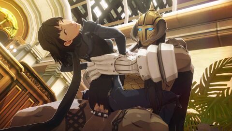 1boy 1girls 3d atlus bodysuit brown_hair clothed_sex clothing dark-skinned_male dark_skin defeated defeated_heroine female female_focus gritted_teeth human larger_male light-skinned_female light_skin makoto_niijima makoto_niijima_(queen) male male/female persona persona_5 persona_5_royal phantom_thief_suit pussy red_eyes sex shadow_(persona) short_hair smaller_female struggling thor_(megami_tensei) torn_bodysuit torn_clothes uriziel38 vaginal_penetration vaginal_sex