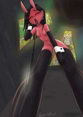 church_interior demon demone demoness evil female monster_girl nana_gel nude spit spitting_in_mouth