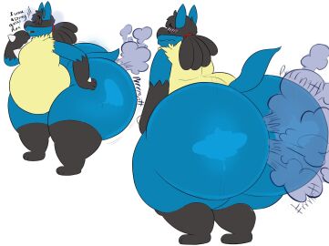 ass big_ass blush_lines fart farting gay lucario male megacoolbear_(artist) pokemon pokemon_(species)