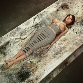 1girls 3d bound_legs breasts female medium_breasts mummification mummy_wrappings nude nude_female original ultimate-clash