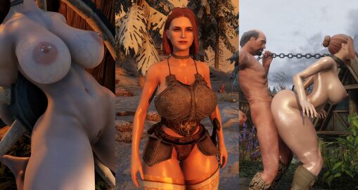 3d abs anal anal_sex areola areolae armpits ass breasts breasts_bigger_than_head female from_behind from_behind_position high_hips nipple_bulge nipple_piercing nipples pale_skin piercing pubic_hair public_exposure public_humiliation public_nudity public_use side_view sideboob skyrim slave slave_collar thick_ass thick_hips thick_legs thick_thighs veins veiny_breasts