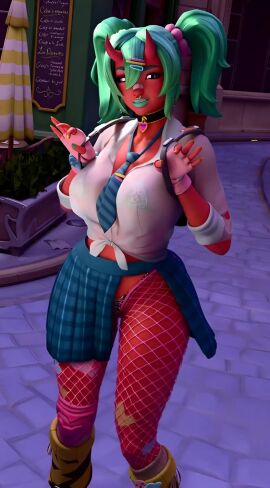 3d 3d_animation 3d_model ai_animation animated boxxydoxxy clothed_female collar cute cute_face demon_girl epic_games fishnets fortnite fortnite:_battle_royale gyaru horns imminent_sex makeup nemia_(fortnite) nishikt piercing provocative red_skin school_uniform shorter_than_10_seconds slut tagme tease teasing teasing_viewer thong translucent_clothing video visible_nipples