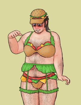 007n7 007n7_(forsaken) 1boy burger_lingerie forsaken_(roblox) hairy lingerie male male_only roblox roblox_game robloxian silversundial solo tagme