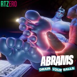 2boys 2male 3d 3d_animation abrams_(deadlock) animated artist_name bara barefeet barefoot big_feet big_penis black_hair blue_body blue_feet blue_penis blue_skin blue_soles bookshelf curled_toes curling_toes dark_blue_nipples deadlock english english_text facial_hair feet feet_fetish feet_focus feet_on_penis feet_on_table foot_fetish foot_focus footjob gay glasses glowing_eyes goatee hairy hairy_chest hairy_male horns indoors jacking_off lamp loop looping_animation male male_only masturbating masturbation muscular muscular_male newspaper night no_shoes no_sound nude nude_male open_jacket orange_eyes pecs penis penis_out presenting_feet presenting_soles rtzero soles soles_fetish soles_focus solo solo_focus table tagme text video watermark