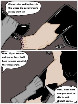 before_rape cameltoe comic corruptedftm_(artist) feet female heel_boots latex original_character purple_nails pussy ripped_clothing ripping_clothes story threatening