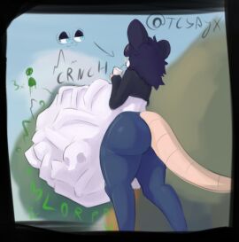 2024 :3 after_vore ambiguous_anthro ambiguous_gender ambiguous_pred anthro anthro_pred arrow_pointing_to_face artist_name ass belly belly_overhang bent_arm beverage big_ass big_belly big_butt biped black_border black_clothing black_crop_top black_shirt black_text black_topwear blorp blue_bottomwear blue_clothing blue_eyes blue_hair blue_jeans blue_pants blurred_background bodily_noises bone bone_breaking bone_imprints bones_in_stomach border bottomwear character_request closed_smile clothed clothed_ambiguous clothed_anthro clothing cloud compression_sound_effect contextual_arrow count crop_top crunch crushing_sound_effect curved_text day death_count denim denim_bottomwear denim_clothing detailed_background digestion digestion_noises digital_media_(artwork) directional_arrow drinking drinking_straw dripping ears_up english_description english_text exposed_belly fatal_vore fully_inside furgonomic_bottomwear furgonomics green_text hair half-closed_eyes hi_res hidden_face holding_beverage holding_object huge_belly imprint jeans long_sleeves looking_aside low-angle_view mammal monotone_back monotone_belly monotone_clothing monotone_crop_top monotone_topwear motion_lines mouth_closed multiple_prey murid murine narrowed_eyes number onomatopoeia oral_vore outside pants portrait prey_count rat rat_tail rear_view rodent rumbling_stomach shaded shirt short_hair shortened_sound_effect skull skull_imprint sky smile smug soft_shading soft_vore solo sound_effect_variant sound_effects standing tail tcsrjx text three-quarter_portrait three-quarter_view tight_belly topwear unseen_prey vore vowelless vowelless_sound_effect white_back white_belly white_body