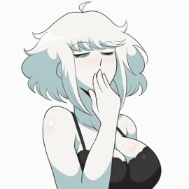 albina_(tidal) animated big_breasts bra breasts eye_bags female kissing original red_eyes tidal_(artist) white_body white_hair white_skin