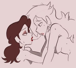 after_kiss armpit_hair brandon_santiago_(artist) duo female female_only hairy hairy_armpits lipstick mario_(series) pauline pauline_(mario) princess_rosalina saliva saliva_string saliva_trail sweat yuri