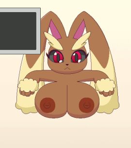 anal anal_sex animated breast_grab breast_play breasts brown_body butt_slap disembodied_hand female generation_4_pokemon lopunny milkis2000 nintendo nipple_fetish nipple_play paizuri penetration pokemon pokemon_(species) red_eyes screen sex slap solo spanking through_wall titfuck titjob