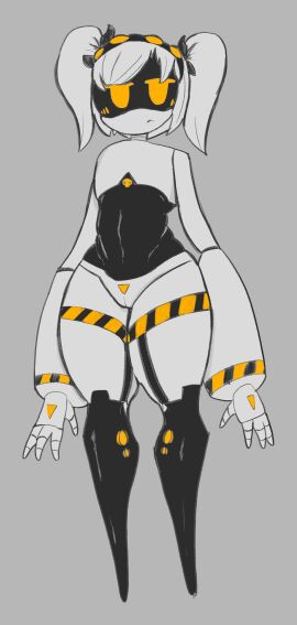 1girls 2d big_thighs blush blush_lines blushing breasts female female_only humanoid j_(murder_drones) murder_drones naked no_breasts pigtails robot robot_girl robot_humanoid screen_face solo solo_female tagme thunder_thighs