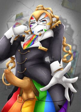 angry berryfait big_penis clothed dandy's_world dandys_world dyle_(dandy's_world) dyle_timesly erect_penis erection inhuman looking_down male male_only non-human precum suit_and_tie suit_jacket