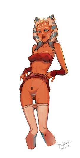 1girls ahsoka_tano breasts clone_wars clothed clothed_female disclaimer female female_only flashing_pussy hooker no_panties orange_body orange_skin pantyhose_down presenting_pussy pubic_hair pussy skirt skirt_lift skirt_up solo star_wars sw the_clone_wars:_season_one underboob