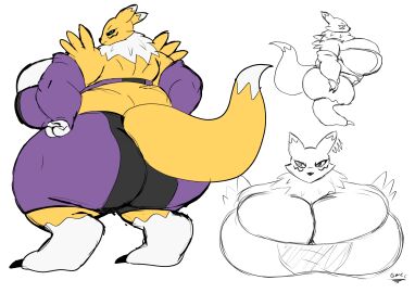 ass big_ass big_breasts breasts bubble_ass bubble_butt cleavage digimon digimon_(species) female furry huge_ass huge_breasts renamon tellygmcc thick_thighs wide_hips