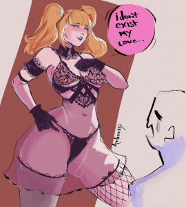 1girls andrenity ani_(twitter) ani_(xai) artificial_intelligence artist_name big_thighs blonde_hair blue_eyes choker crying cute dialogue dirty_talk female fringe goth goth_girl grok grok_(x) grok_(xai) imminent_sex light-skinned_female seductive_look twintails twitter xai_(company)