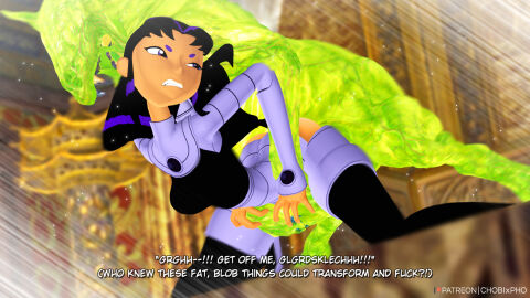 3d bestiality blackfire blackfire_(comics) chobixpho female male monster monster_cock penis slug teen_titans teenage_female teenager zoophilia