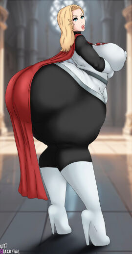 1girls alura_in_ze ass big_breasts big_nipples blonde_hair blue_eyes breasts cape clothing curvy curvy_figure dc dc_comics female female_only gigantic_ass gigantic_breasts large_ass large_breasts large_butt looking_at_viewer nipples_visible_through_clothing solo solo_focus superheroine superman_(series) thick_ass thick_lips thick_thighs thighhighs ultiblackfire voluptuous wide_hips