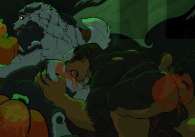 anal anthro anus arm_tattoo ass audiophilliac back_muscles balls bara bent_legs bent_over big_balls big_penis bodily_fluids breath brown_body brown_fur canid canine canis closed_eyes cursed cursed_image curtains cx domestic_dog duo eyewear eyewear_on_head food fruit fur furry gay genital_fluids genitals ghost glowing glowing_eyes green_light green_lighting grey_body grey_fur hi_res jumpscare leaking_precum male male/male mammal mastiff molosser multicolored_body multicolored_fur muscular muscular_anthro muscular_male mythological_canine mythological_creature mythology nude oral panting penis plant precum presenting presenting_hindquarters pumpkin pumpkin_butt raised_tail rennin rimming rimming_male rottweiler saliva saliva_string sex spirit spread_anus spread_butt spread_legs spreading sunglasses sunglasses_on_head tail tattoo werecanid werecanine werecreature werewolf wide_eyed wolf yelling