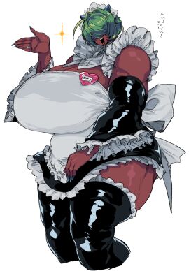 2020s 2025 2d 2d_(artwork) armwear athletic athletic_female big_breasts blinding_bangs breasts demon demon_girl demon_humanoid female female_focus female_only fingernails fit fit_female green-haired_female green_hair hair_over_eyes happy happy_female huge_boobs huge_breasts looking_at_viewer maid maid_apron maid_headdress maid_outfit maid_uniform muscular muscular_female original original_character sharp_fingernails short-haired_female short_hair smile smiling smiling_at_viewer solo solo_female solo_focus standing tall_female tall_woman thick_thighs thigh_highs thighhighs thighs toned toned_female warawaranka