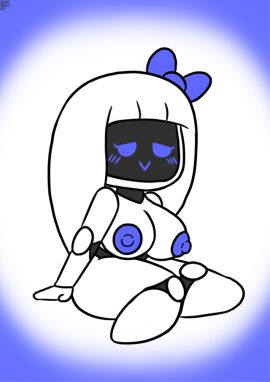 android big_breasts blush bow breasts brokenrekordbro digital_media_(artwork) female female_only hair humanoid iota_(brokenrekordbro) looking_at_viewer mob_face original pinup robot robot_girl screen_face shortstack tagme thick_thighs