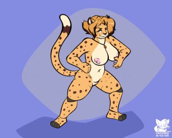 1girls 2020 blonde_hair breasts brown_fur brown_hair brown_spots cheetah feline female female_only furry leona_(hypernovagm) necklace nipples original original_character prosthetic_legs prosthetic_limb purple_background pussy short_hair thefoxbro thick_thighs thighs yellow_eyes yellow_fur