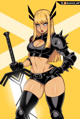 1girls 2d big_breasts blannis_art breasts clothed clothed_female female female_only fully_clothed large_breasts light-skinned_female light_skin looking_at_viewer magik_(illyana_rasputin) marvel marvel_comics marvel_rivals solo thick_thighs thighhighs thighs wide_hips x-men