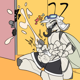 absurd_res antennae_(anatomy) anthro arthropod arthropod_abdomen athletic athletic_wear back_wings balls bodily_fluids bottomwear bottomwear_down closed_eyes clothed clothing clothing_lift cum cumshot ejaculation erection fangs genital_fluids genitals grey_markings gym_bottomwear gym_shorts hi_res humanoid_genitalia humanoid_penis hymenopteran insect_wings insects long_tongue looking_pleasured male markings masturbation open_mouth open_smile orgasm partially_clothed penile penile_masturbation penis shell shirt shirt_lift shorts shorts_down smile solo_focus teeth tongue topwear wasp white_shell wings winter_hat xing1